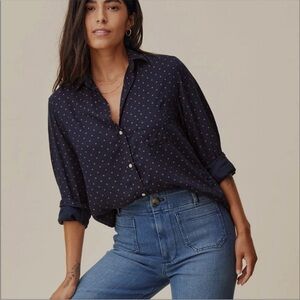 Grayson The Hero Button-Up Button Down Shirt Navy Ladybug Print Liquid Flannel